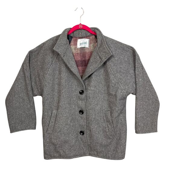 Vintage Johnson Woolen Mills Women's Coat Wool Lined Gray  Cabincore Grandpacore - Picture 1 of 7